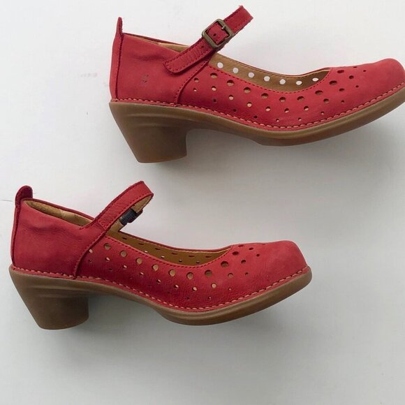 EL NATURALISTA Red Suede Leather Mary Jane Pump Comfortable Shoes Non slip EU 37 - Picture 6 of 16
